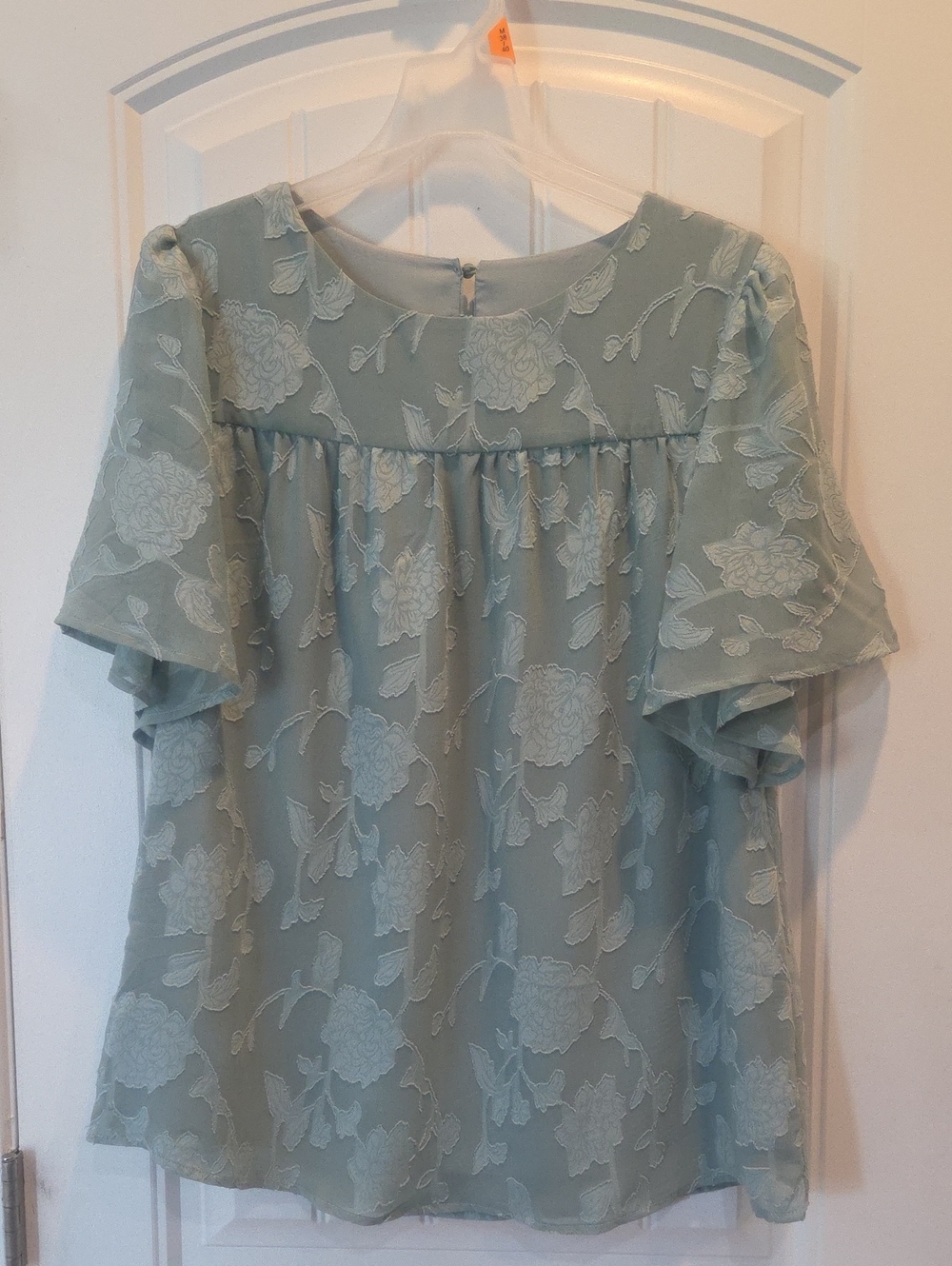 Women's Floral Lace Blouse in Soft Sage